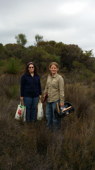 Teele Hooper-Worrell, Landcare SJ officer and Penny Hollick from the Shire of Serpentine Jarrahdale at Brickwood Reserve, Byford, Western Australia