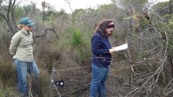 Teele Hooper-Worrell a Landcare SJ officer and Penny Hollick from the Shire of Serpentine Jarrahdale at Brickwood Reserve, Byford in Western Australia