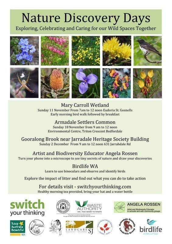 flyer showing images of wildflowers advertising Switch your thinking Nature Discovery Days