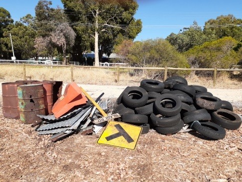 garbage collected in degraded banskia bushland