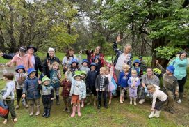 Children and teachers involved in planting seedlings for Schools National Tree Day 2022 in Byford