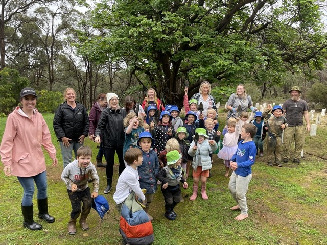 Children and teachers involved in planting seedlings for Schools National Tree Day 2022 in Byfor